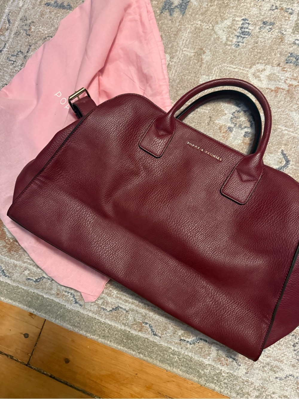 Poppy & Peonies Burgundy Leather Satchel